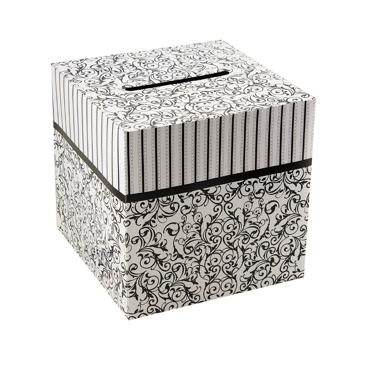 Black & White Pattern Wedding Wishing Notes Cards Money Gift Box 10" X 10