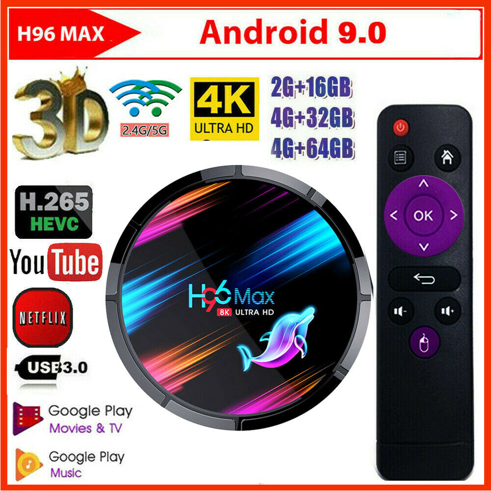H96 Max Rk3318 Smart Tv Box Android 9.0 4gb 64gb Quad Core 1080p 4k Led Screen