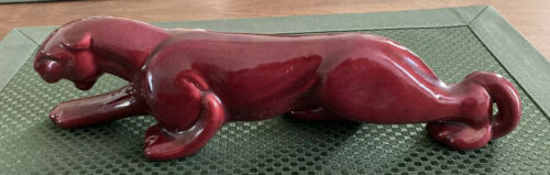 Crouching Panther…12” Long..preowned..good Condition..burgandy In Color