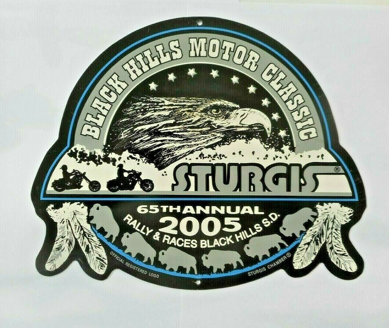 Sturgis Black Hills Rally Metal Sign 65th Anniversary Rare Vintage 11" X 8.5/8"