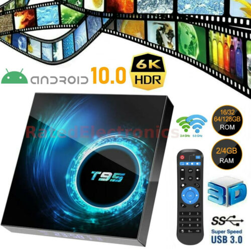 2021 New T95 Smart Android 10.0 Tv Box Quad Core 6k Wifi Hd Media Stream Player