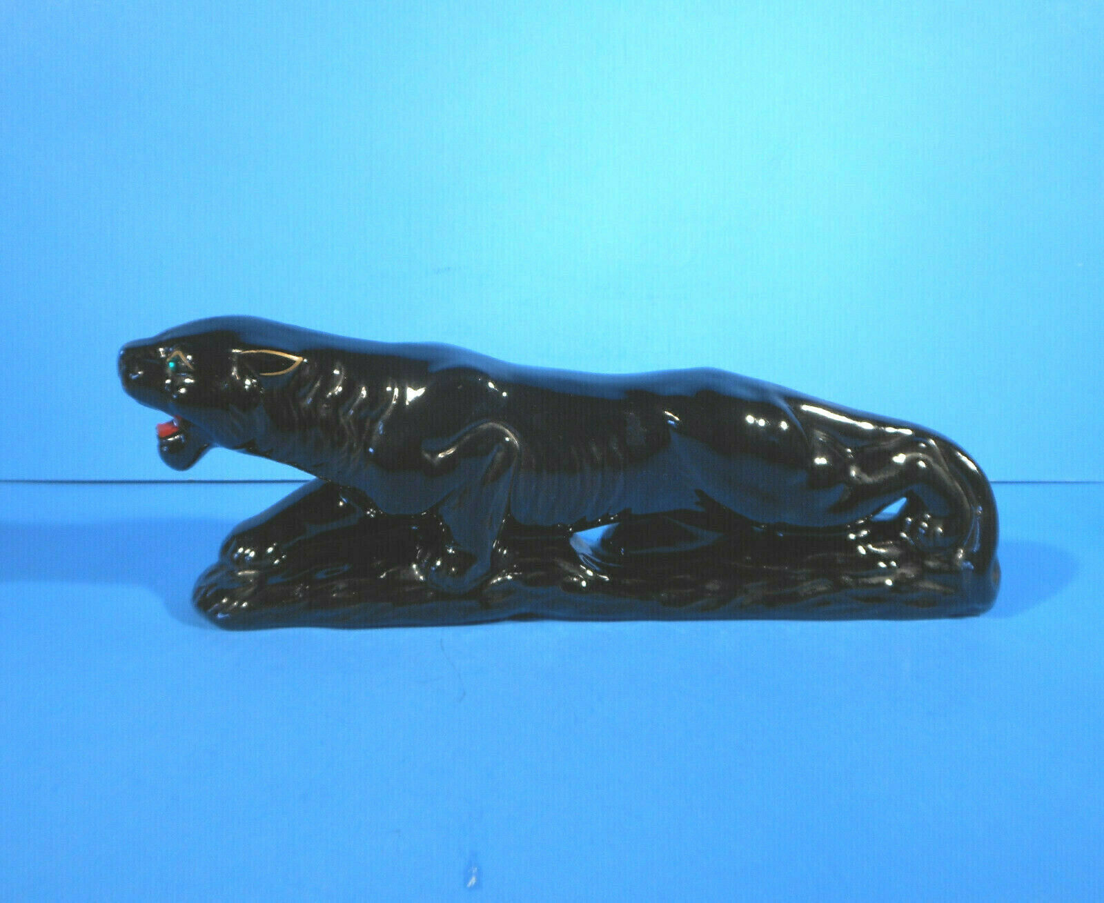 Vtg Mcm Ceramic 12" Black Panther Crouching Japan