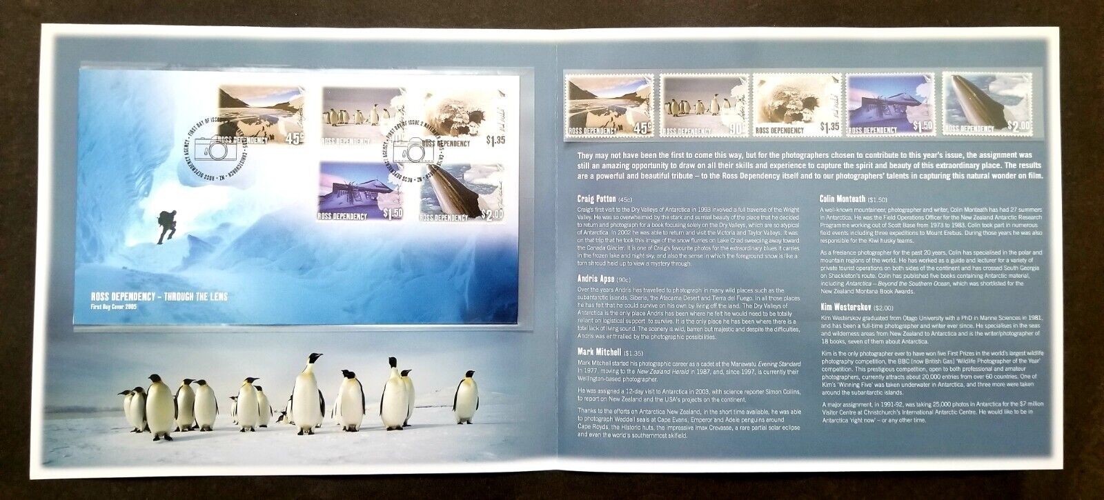 Ross Dependency Through The Lens 2005 Antarctic Penguin Whale Fdc (folder) Mnh