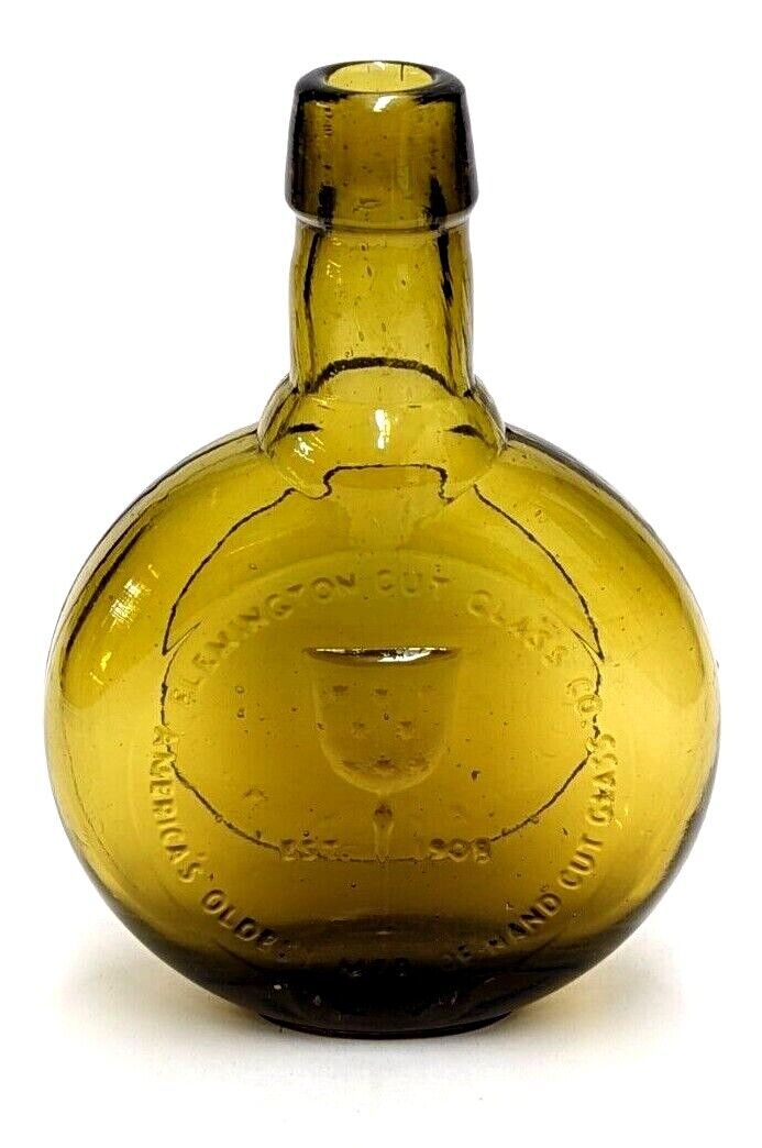 Clevenger Bros Clayton Nj Flemington Cut Glass Green Bottle America's Oldest