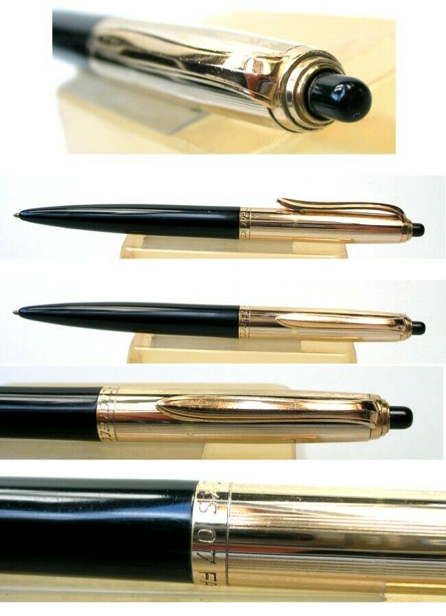 Faber-castell Push Button Ballpoint Pen Ks07, Gold Plated Cap & Black, Germany