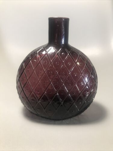 Vintage Clevenger Bottle Amethyst Purple Glass Vase Bottle Vintage Diamond