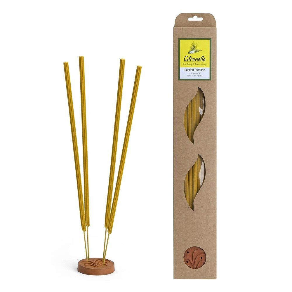 16" Citronella Incense Sticks (7 Pcs) W. Terra Cotta Holder Go 920 Set/ 5 Units