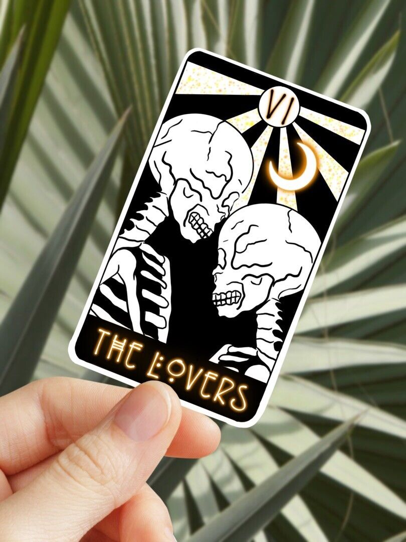 The Lovers Tarot Card Skeleton Vinyl Sticker