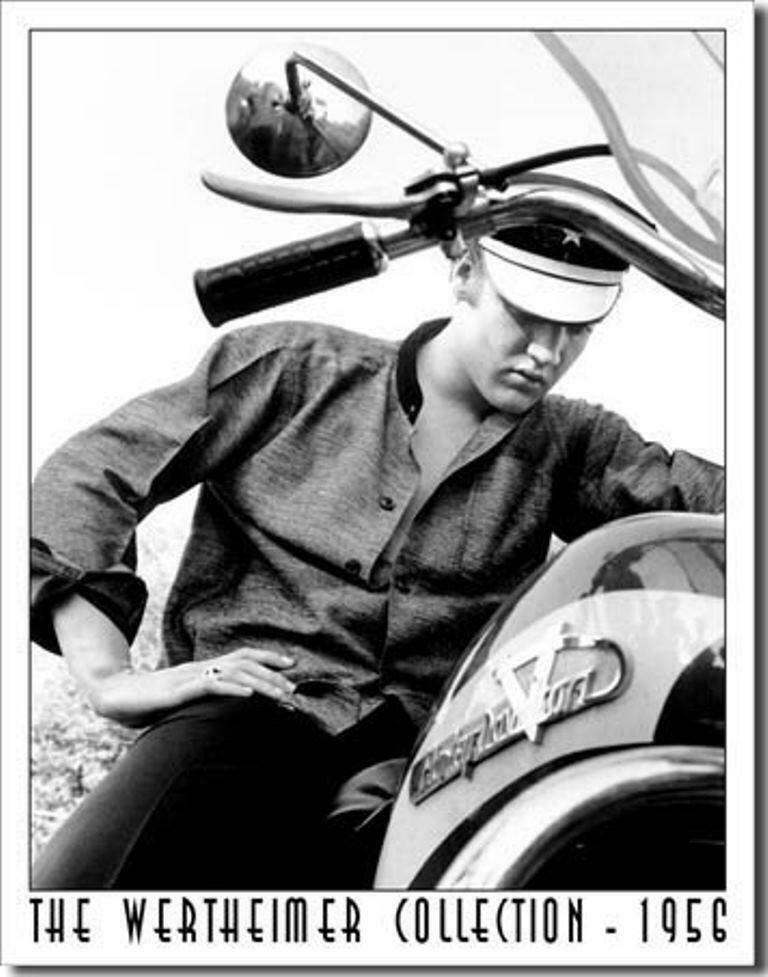 Elvis Presley Harley Davidson Motorcycle Wertheimer Tin Metal Sign Made In Usa
