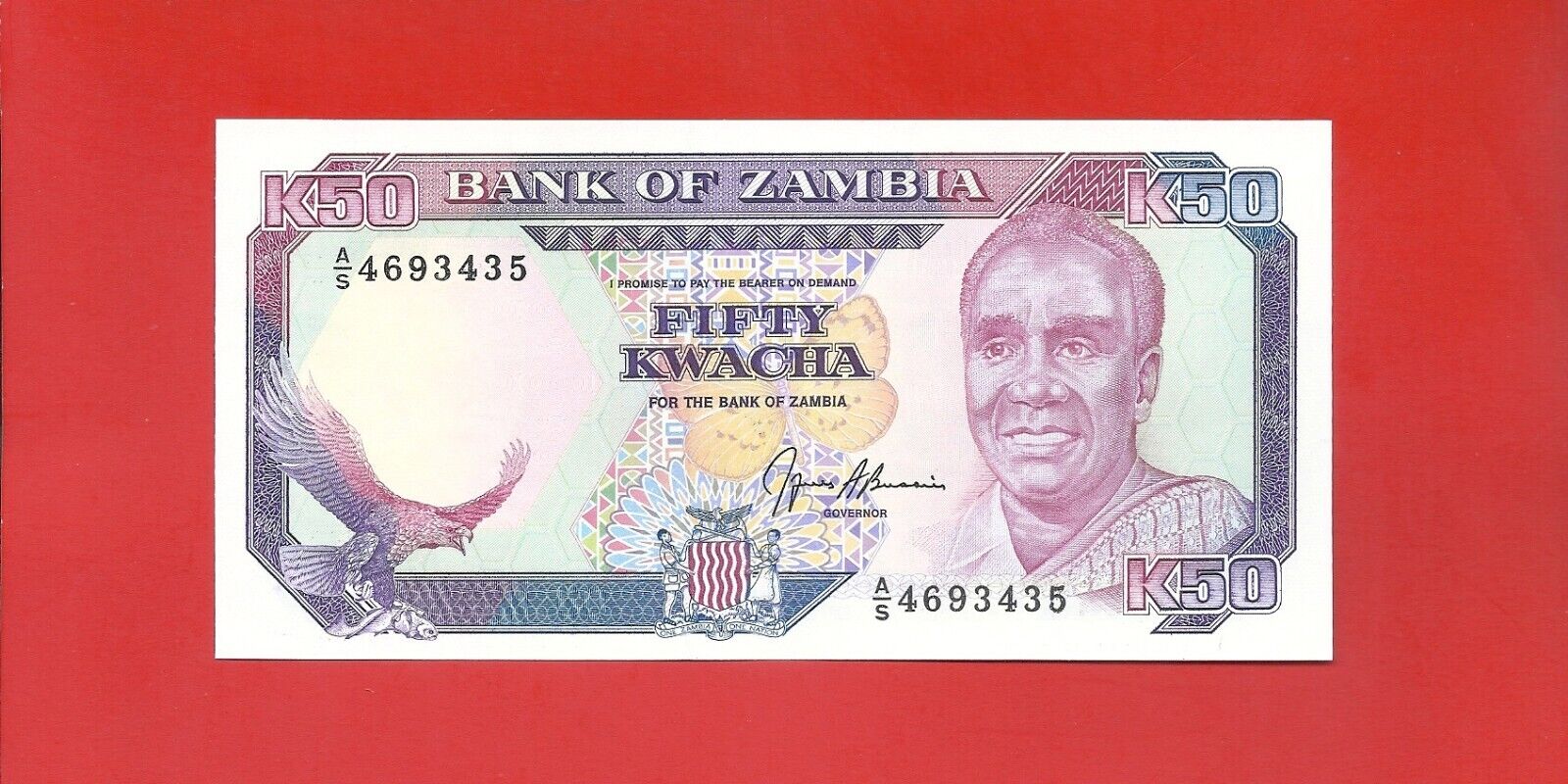 Zambia 50 Kwacha 1991 Pick #33b Uncirculated