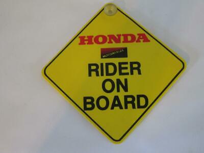 Honda Motorcycle Sign Vintage Plastic Rider On Board Yellow Window Sign Mint
