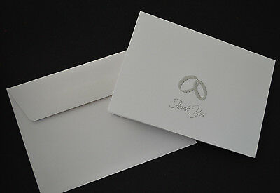 Brand New ~ 50-squared Wedding "silver Ring"  Thank You Cards   Blank