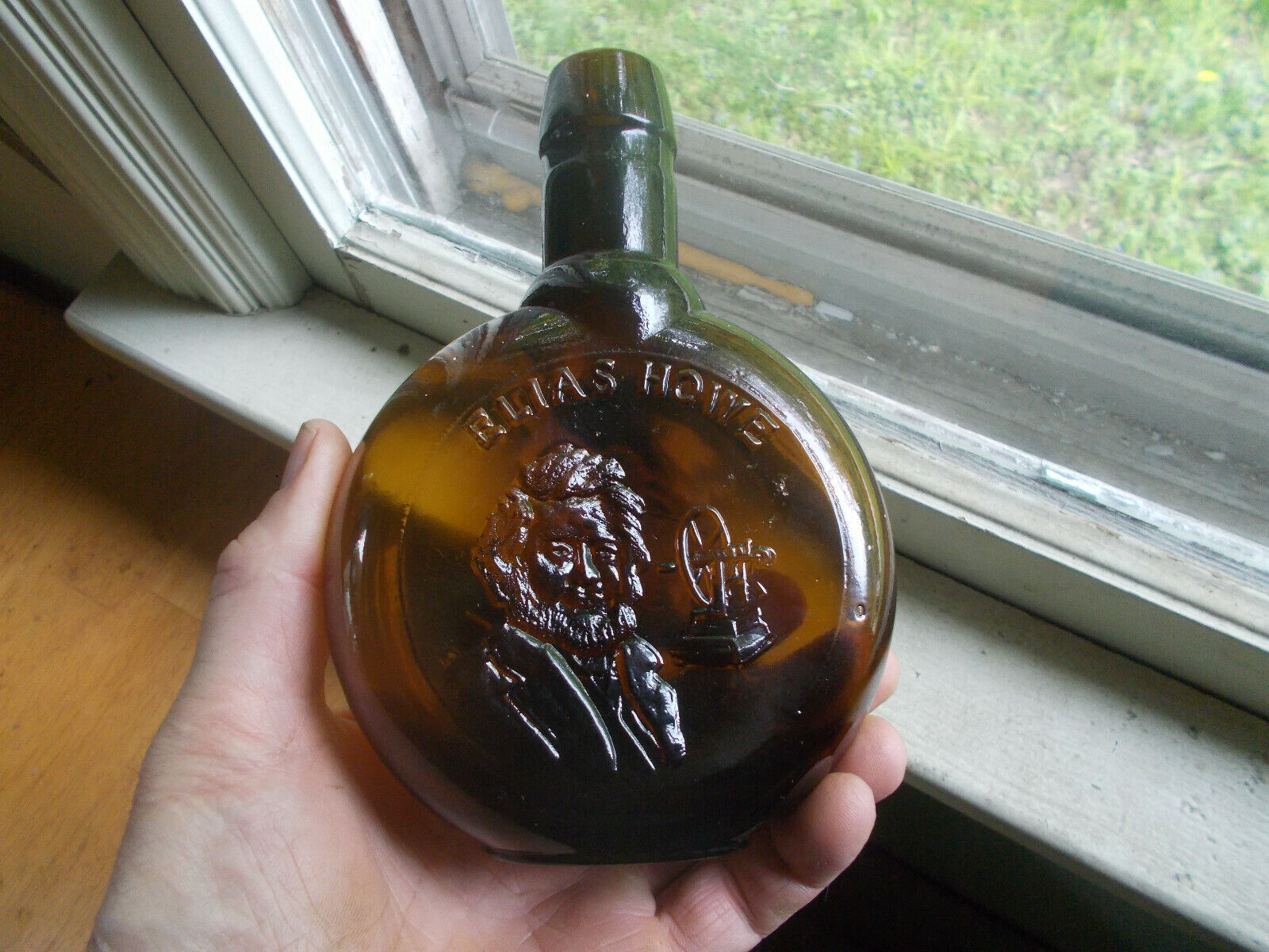 Pontiled Hand Blown Clevenger Bros Elias Howe Amber Flask Museum Editions Ltc